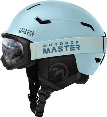 Шолом для сноуборду та лиж OutdoorMaster з маскою, 12 вентиляційних отворів, матова м'ята, розмір L (58-61 см), для чоловіків, жінок і підлітків