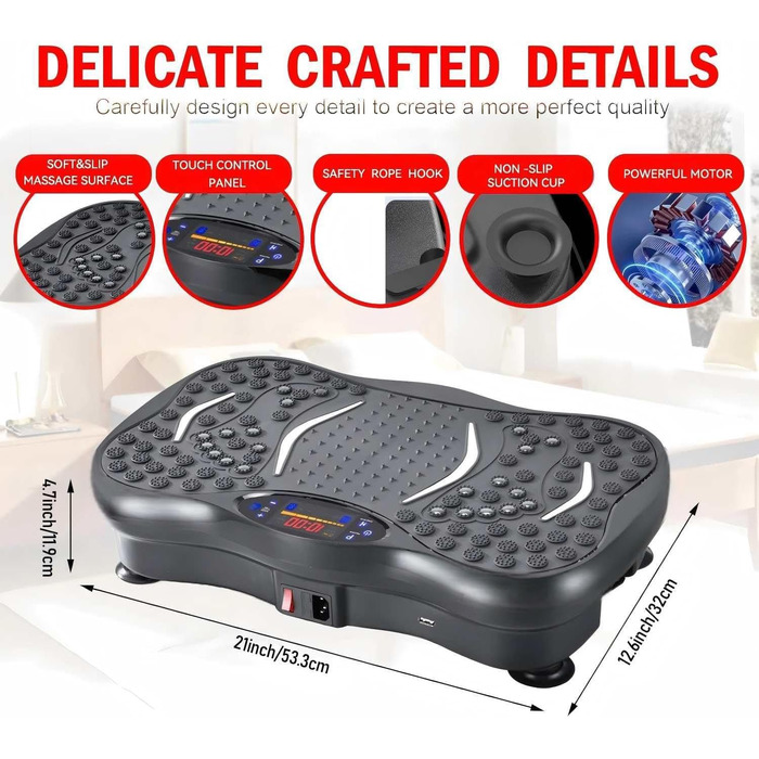 Вібраційна платформа для тренувань, покращена модель 2025 року, для лімфодренажу, 120 швидкостей, вантажопідйомність 204 кг, для чоловіків та жінок