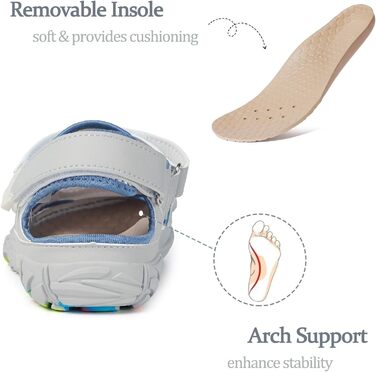 Чоловічі та жіночі сандалі для пляжу та спорту Hsyooes (43 EU, Сірі) - аквашузи, швидковисихаючі, регульовані, для піших прогулянок