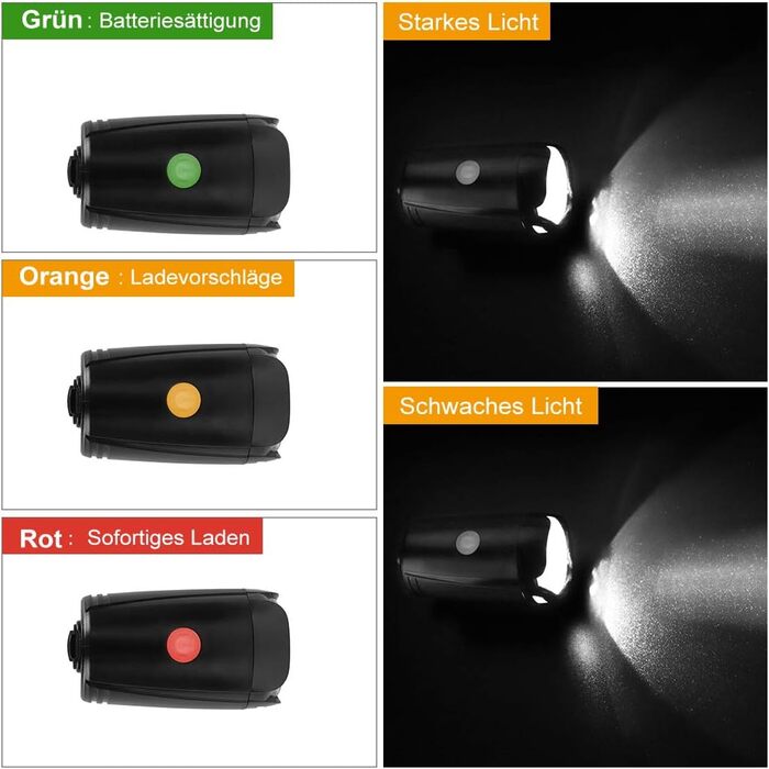 Набір велоліхтарів Opard: передній ліхтар LED, USB-зарядка, водонепроникний, схвалений StVZO, 2 режими освітлення