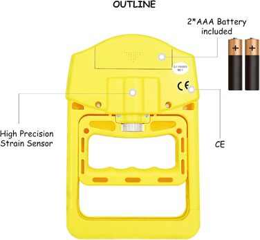 Електронний динамометр GRIPX для вимірювання сили стиску руки, 90 кг / 198 lbs (жовтий)