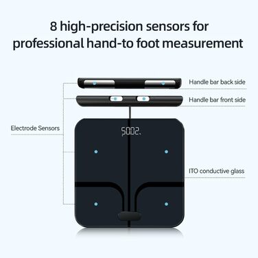 Ваги для тіла Fitdays Smart з аналізом складу тіла, Bluetooth, 20+ показників, чорні (FI2211WB)