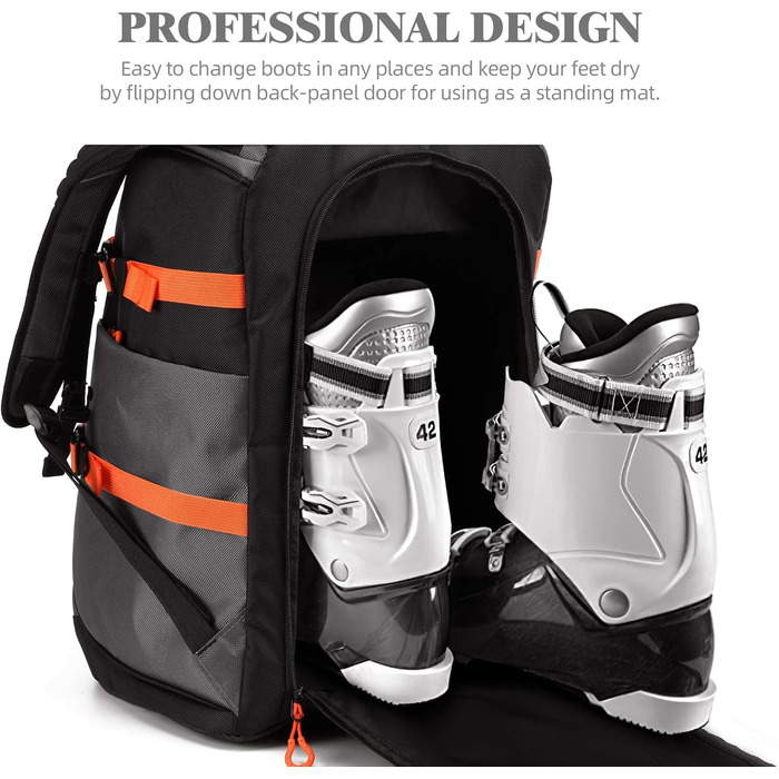 Сумка для сноуборду/лиж TurnWay | Для зберігання та транспортування спорядження, куртки, шолома, маски, рукавиць та аксесуарів. Колір: сіро-помаранчевий