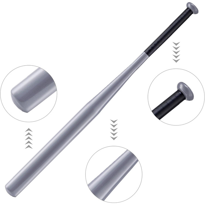 Бейсбольна біта 82 см, сталь. Бейсбольна біта, біта для софтболу. Спортивне обладнання для спорту та відпочинку (сріблястий, легована сталь)