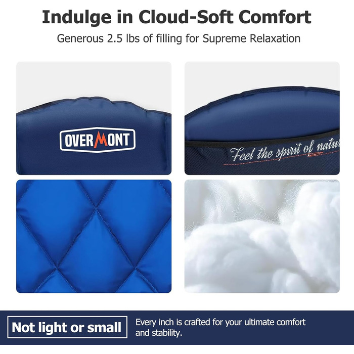 Обідній стілець для кемпінгу OVERMONT з підігрівом XL, розкладний, для відпочинку на природі, риболовлі, блакитний