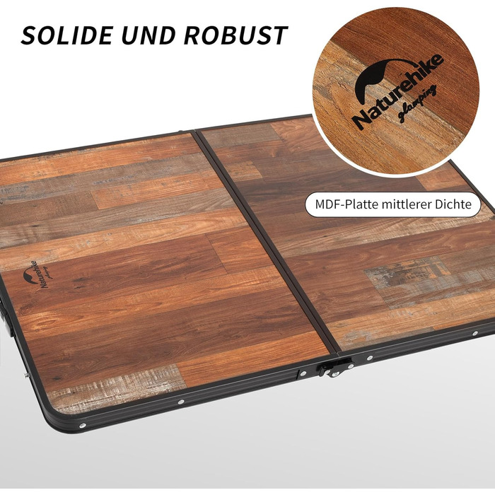 Складний туристичний стіл Naturehike 90x60x37 см з регулюванням висоти, MDF, для кемпінгу, відпочинку на природі, саду та подорожей