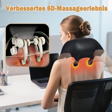 Масажер для шиї та спини Joyset Shiatsu 4D з підігрівом, бездротовий, для зняття болю та розслаблення м'язів. Подарунок для жінок та чоловіків