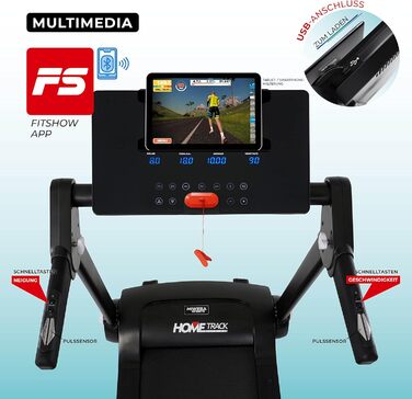Електрична бігова доріжка Miweba Sports HT3000, 3,5 к.с., 16 км/год, нахил до 15%, навантаження 120 кг, з додатком, складана, велика бігова поверхня, 12 програм, для дому