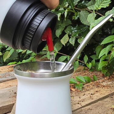 Термос Gaucho Bruno Yerba Mate з носиком і ручкою, білий, нержавіюча сталь, для гарячих і холодних напоїв