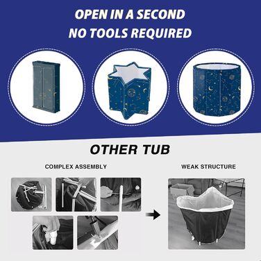 Складана портативна ванна для дорослих STARBRIIANT (80x66 см) — крижана ванна для відновлення м'язів, SPA та спортивників, розмір L