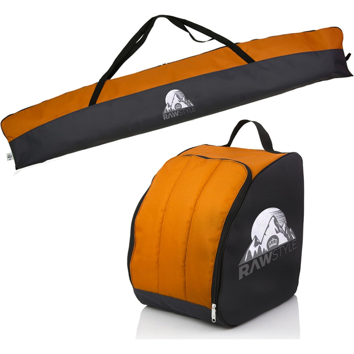 Чохол для лиж Rawstyle Skitasche: комплект 160/180/190 см, водонепроникний, для зимових видів спорту (чорно-помаранчевий)