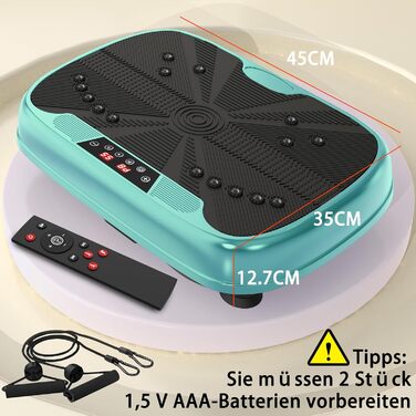 Вібраційна платформа для дому, 99 рівнів вібрації + 10 програм тренувань, тренажер для всього тіла для нарощування м'язів та спалювання жиру, у комплекті з 2 фітнес-гумками (зелені)