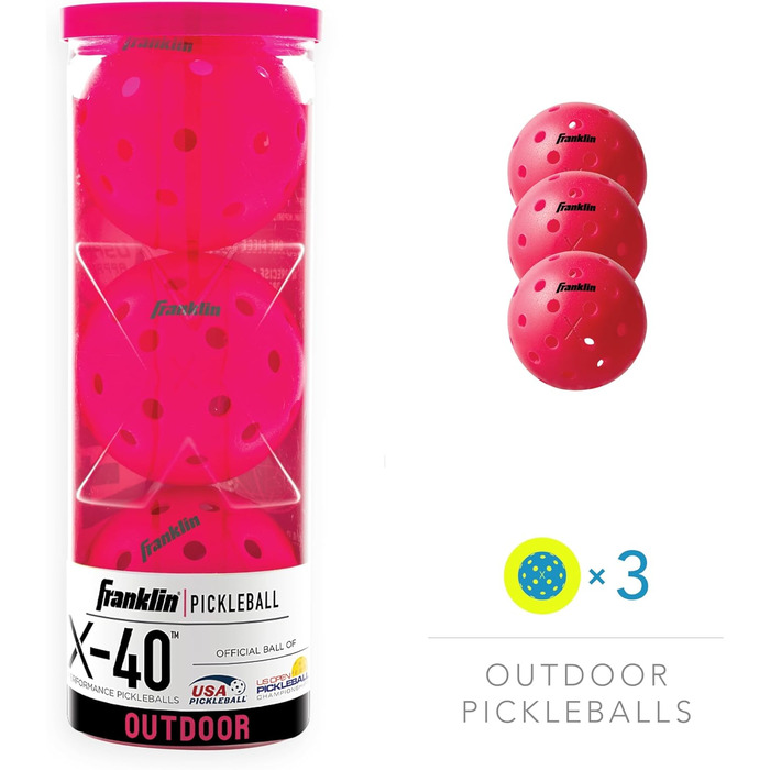 Franklin Sports Pickleball-X Performance 40 Outdoor - м'ячі для піклболу (рожеві)