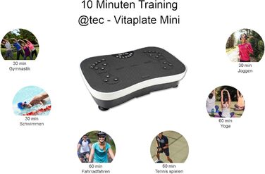 Вібраційна платформа @tec Vitaplate Mini з 99 рівнями, дисплеєм і пультом, для тренування живота, ніг і сідниць, спалювання жиру