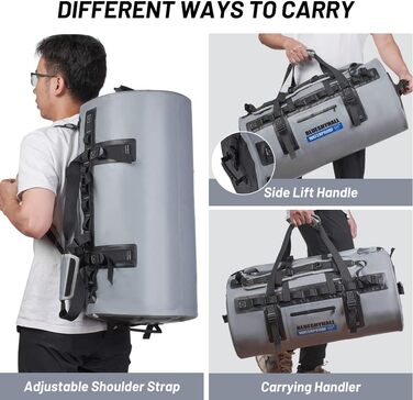 Водонепроникний мішок Blueshyhall Dry Bag 30L (60L) - рюкзак, ролтоп, для каякінгу, кемпінгу, риболовлі, плавання, серфінгу, рафтингу (сірий)