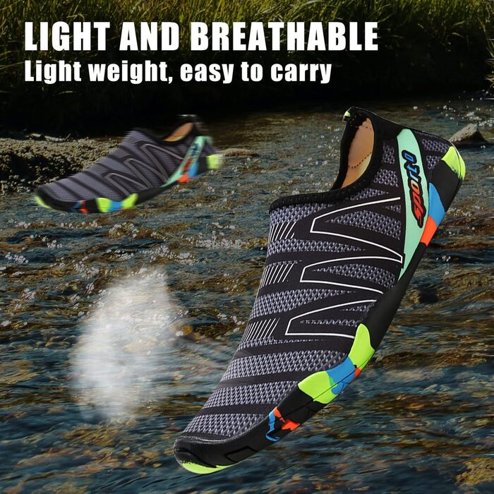 Водні черевики для жінок та чоловіків Tolaler: товсті, неслизькі, швидковисихаючі, міцні та довговічні. Ідеальні для пляжу, подорожей та плавання. Розмір 42 EU A 03