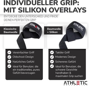 Лягки для тренувань Athletic Aesthetics - ремені для підйому штанги, 60 см, для фітнесу, пауерліфтингу, важкої атлетики, чорні (пара)