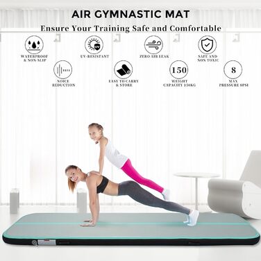 Мата для гімнастики Air Matte Track: тренувальна, фітнес, йога, 600x100x20 см, м'ятно-зелена