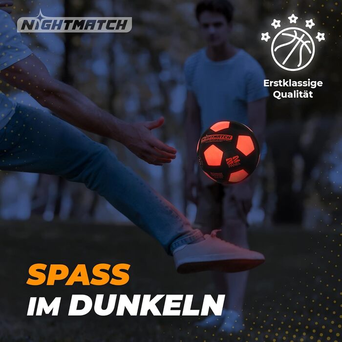 LED футбольний м'яч NIGHTMATCH, розмір 5, водостійкий, світиться для гри вночі, для дітей і дорослих, комплект з насосом і додатковими батарейками
