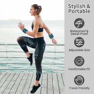 Набір напульсників з обтяженням для зап'ястя та щиколоток Smlper (2 шт., 2 кг), для фітнесу, йоги, танців, ходьби, бігу (зелений)