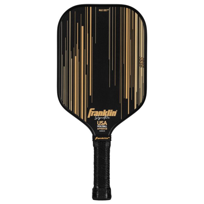 Franklin Sports Pro Pickleball Paddel Signature Serie з MaxGrit поверхнею, сертифікований USAPA, 13 мм + 16 мм поліпропіленовий сердечник (16 мм, чорний/золотий)