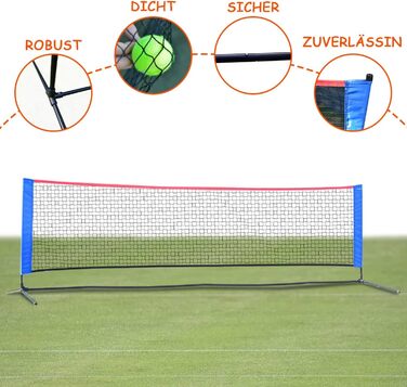 Мережа для бадмінтону Kapler регульована по висоті 90–160 см: мультиспортивна мережа 300x90–160 см для піклболу, волейболу та тенісу, для дітей та дорослих, з 2-ма федерболами та 2-ма тенісними м'ячами, портативна