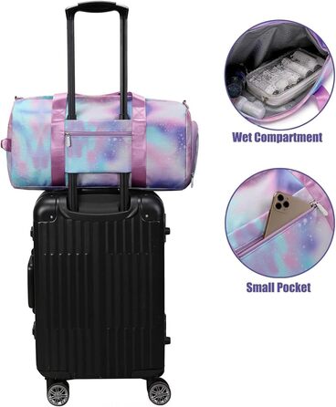 Дитяча спортивна сумка-рюкзак з відділенням для взуття та мокрою одежі, для плавання, гімнастики, танців, для дівчаток, яскрава, з принтом 'Райдуга', фіолетовий колір