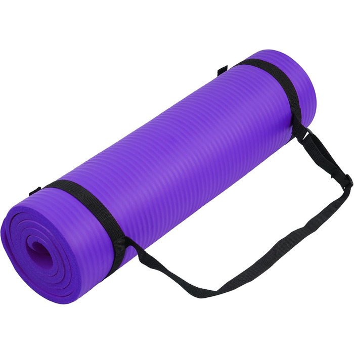 Гімнастичний килимок BalanceFrom GoYoga, 12 мм, висока щільність, з ременем для перенесення, фіолетовий, зносостійкий