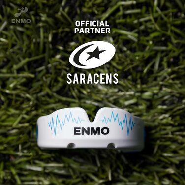 Захисна капа Enmo Maxilla Pro: для дорослих та дітей (10+), з чохлом. Підходить для регбі, боксу, хокею та контактних видів спорту. Капу з технологією Boil & Bite, тришаровий, з каналом для дихання. Білий/блакитний колір.