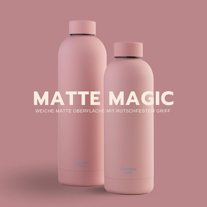 Термос-пляшка з нержавіючої сталі Thermo Flow 500 мл Blush Pink – ізольована, герметична, без BPA, для газованої води, дітей, школи та активного відпочинку