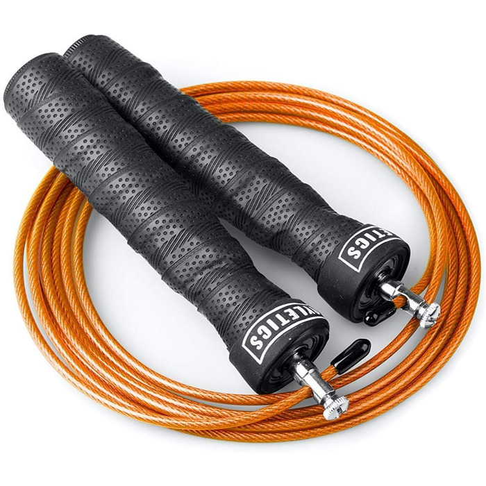 Стрибкове канат Joyletics Springseil Speed Rope Fitness Premium з електронною книгою. Професійні підшипники та регульована довжина. У комплекті: чохол та запасний канат (помаранчевий)