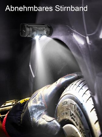 UNBON Налобний ліхтар LED, перезарядна кофлампа з USB-C, 3 режими, датчик, водонепроникність IPX4, для піших прогулянок, риболовлі