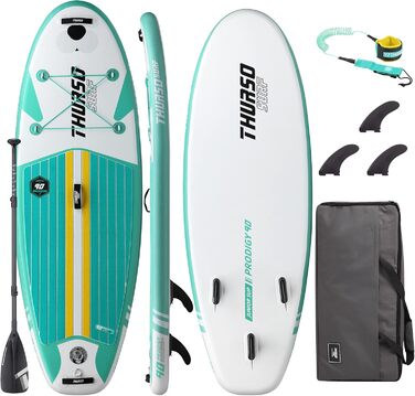 Дитяча надувна SUP-дошка THURSO SURF Wunderkind 228×76×10 см, двошарова, з веслом із карбоновим держаком, 3 плавниками, ременем, рюкзаком, смарагдова