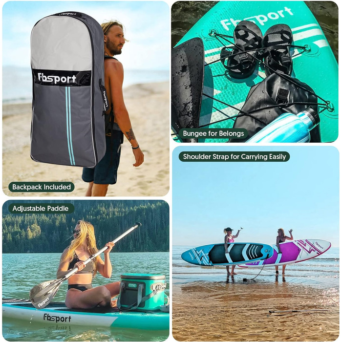 Надувна SUP-дошка FBSPORT 3,2 м, комплект: рюкзак, весло, плавник, насос, нековзке покриття, для підлітків і дорослих