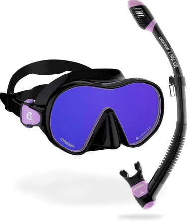 Маска та трубка Cressi x Steve Aoki HiroQuest Limited Edition: F-Dual, Supernova Dry, лінза 380, чорний/фіолетовий