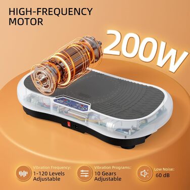 Вібраційна платформа TLGREEN з тихим мотором, 120 рівнів + 10 програм, з пультом, еластичні стрічки, для тренувань всього тіла, спалювання жиру (L-59x34x13cm, Червона)