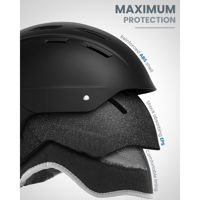 Шолом OutdoorMaster Kelvin II унісекс для гірськолижного спорту та сноуборду, чорний мат, вентиляція, 54-58 см