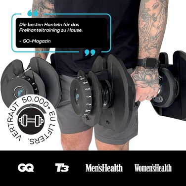 Регульовані гантелі BRAINGAIN, 15-17 кг, Smart-Click, антиковзний грип, 2 шт. по 40 кг