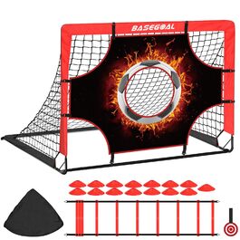 Набір для тренування воріт Kinder Fussballtore 3 в 1 з ціллю, мішенню, конусами та сумкою. Розмір 120x90x90 см. Червоно-чорний, для залу, вулиці та саду.