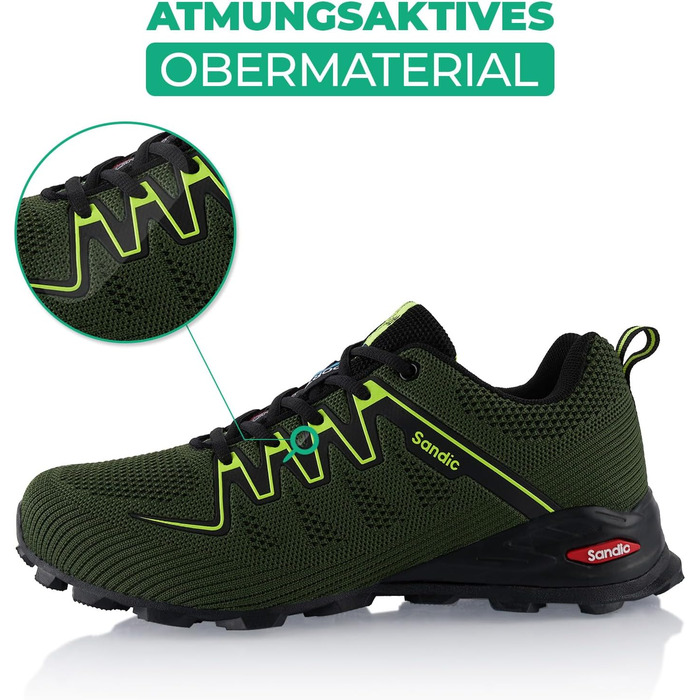 Трекінгові черевики для жінок та чоловіків, дихаючі, для трекінгу та трейлраннінгу (46 EU, темно-зелений)