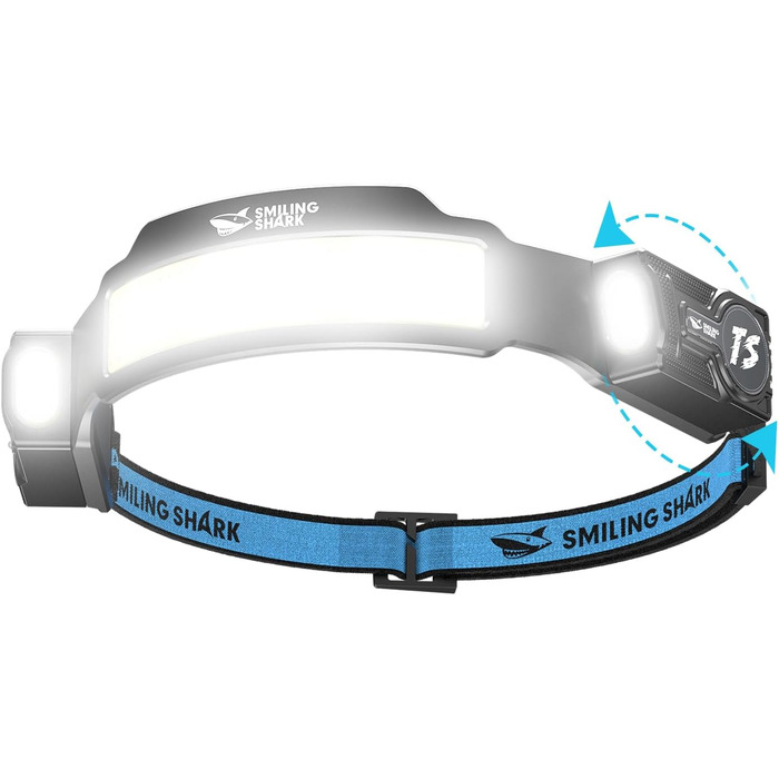 Налобний ліхтар Smiling Shark, 2 шт. Суперяскравий LED налобний ліхтар з перезаряджанням, 4 промені, регульований, датчик руху, акумулятор 2400 mAh, 5 режимів, для бігу, походів, кемпінгу