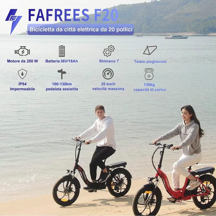 Електровелосипед Fafrees F20 20'' складний, 250Вт, 36В/576Вт·год, фетбайк, для чоловіків і жінок, вантажопідйомність 150кг, міський MTB, до 25км/год