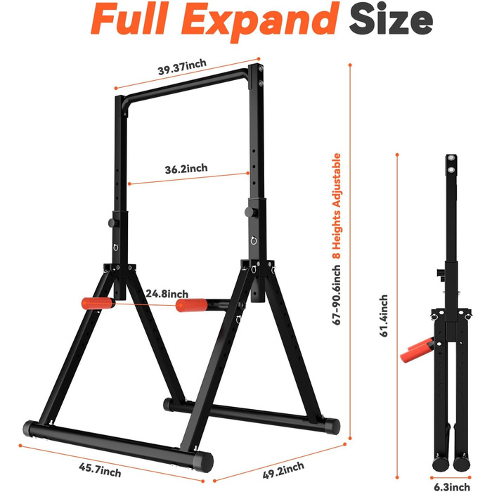 Спортивний турнік Klimmzugstange Freistehend Power Tower – багатофункціональний тренажер для дому, силові тренування, чорний