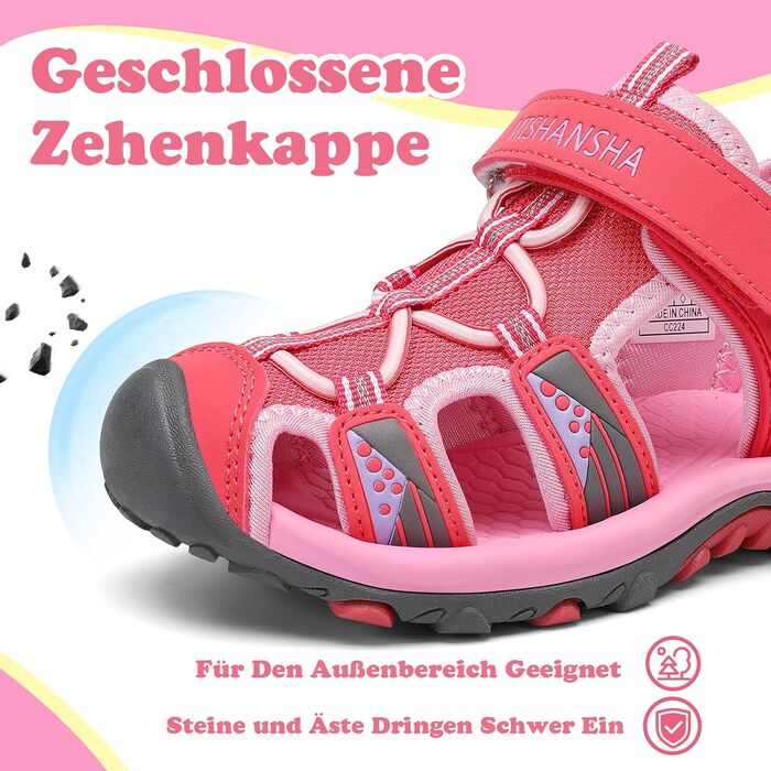 Сандалі дитячі Mishansha закриті для дівчаток, літні трекінгові, рожеві, розмір 31 EU