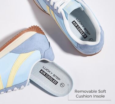 Жіночі ретро-кросівки LUCKY STEP: зручні повсякденні черевики 39 EU, синьо-жовті, з протиковзкою підошвою та дихаючою підкладкою