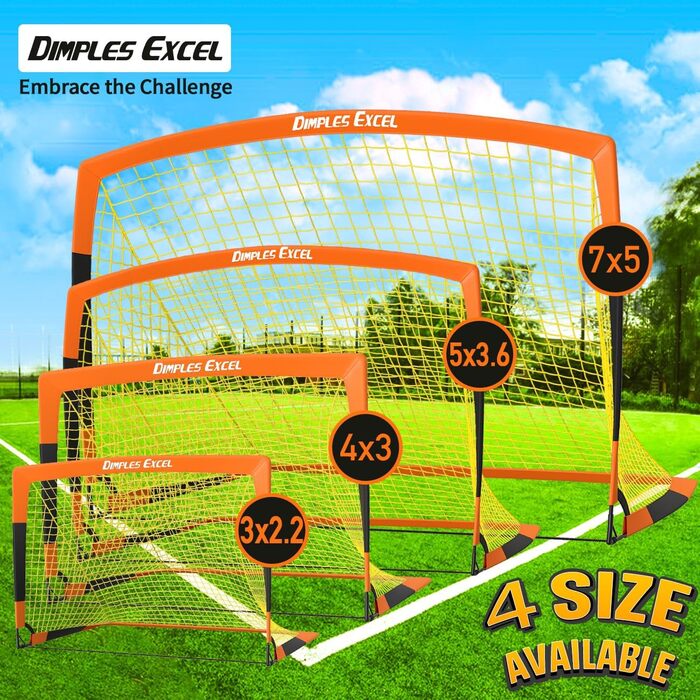 М'яка сітка для футбольних воріт Dimples Excel для саду та вулиці, 5x3.6 FT, помаранчево-чорна