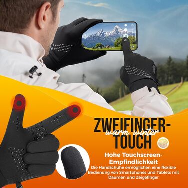 Рукавички PUIOU для чоловіків та жінок, теплі зимові велосипедні рукавички, спортивні рукавички з сенсорним екраном, вітрозахисні, антиковзні (M, чорний)