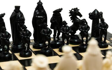 Шахи Master of Chess Black & White Edition: дерев'яна шахівниця, пластикові фігури, середньовільний стиль