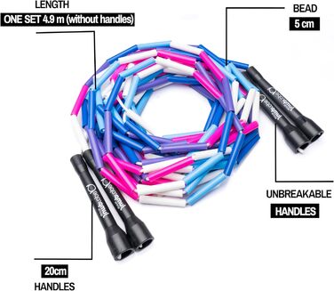 Стрибкове канат Double Dutch BEAD, 4.9 м, чорний (для дівчат)