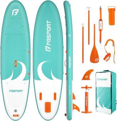 Надувний SUP дошка FBSPORT для сплаву та серфінгу, 335x84x15 см, з аксесуарами (Cyan)